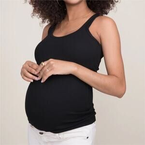 HATCH The Body Ribbed Maternity Tank in Black Size 4/XL Stretchy Comfortable